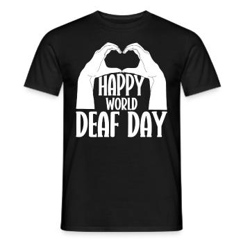 Professeur d’ASL Langue des signes américaine - T-shirt homme - noir - Devant - AI Model Male 178 light (178cm)