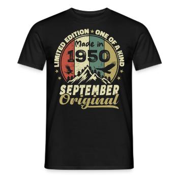1950 - Les légendes sont nées en septembre 1950 - T-shirt homme - noir - Devant - AI Model Male 178 light (178cm)