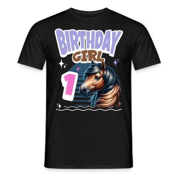 Cheval 1er Anniversaire Fille Enfants - T-shirt homme - noir - Devant - AI Model Male 178 light (178cm)