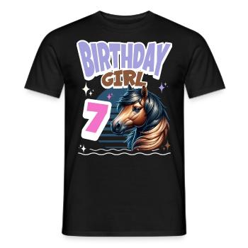 Cheval 7ème Anniversaire Fille Enfants - T-shirt homme - noir - Devant - AI Model Male 178 light (178cm)