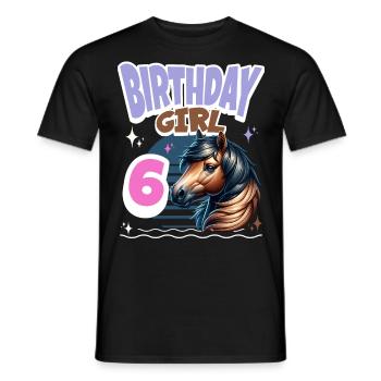 Cheval 6ème Anniversaire Fille Enfants - T-shirt homme - noir - Devant - AI Model Male 178 light (178cm)