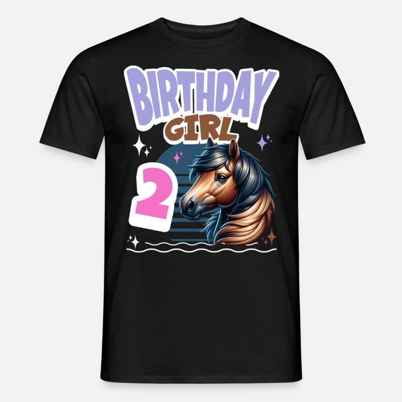 Pferd 2. Geburtstag Mädchen Kinder - Männer T-Shirt - Schwarz