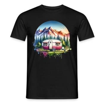 Camping Camper Caravan - Men's T-Shirt - black - Front - AI Model Male 178 light (178cm)