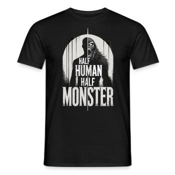 Demi-humain mi-monstre - T-shirt loup-garou monstre - T-shirt homme - noir - Devant - AI Model Male 178 light (178cm)