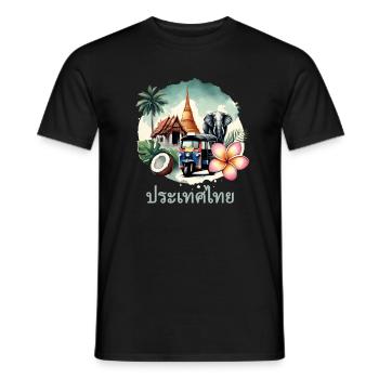 Thai-tempel Elefant Bangkok Pagode - Männer T-Shirt - Schwarz - Vorne - AI Model Male 178 light (178cm)