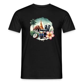 Thai-tempel Elefant Bangkok Pagode - Männer T-Shirt - Schwarz - Vorne - AI Model Male 178 light (178cm)