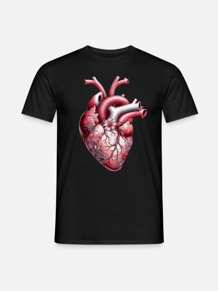 Anatomisches Herz Blumen - Männer T-Shirt - Schwarz