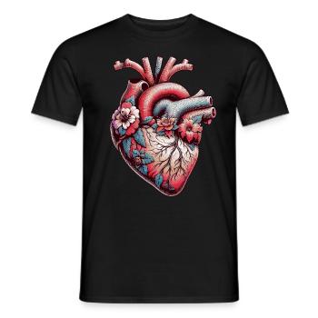 Anatomisches Herz mit Blumen - Männer T-Shirt - Schwarz - Vorne - AI Model Male 178 light (178cm)