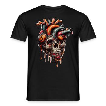 Anatomisches Herz Halloween Totenkopf - Männer T-Shirt - Schwarz - Vorne - AI Model Male 178 light (178cm)