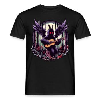Mothman mit klassischer Gitarre - Männer T-Shirt - Schwarz - Vorne - AI Model Male 178 light (178cm)