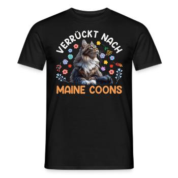 Maman chat FOLLE DES MAINE COONS Drôle - T-shirt homme - noir - Devant - AI Model Male 178 light (178cm)