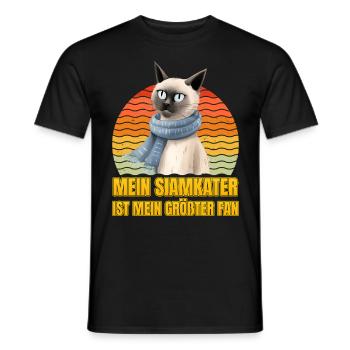 Siamese cats MY SIAMESE CAT IS MY BIGGEST FAN - Men's T-Shirt - black - Front - AI Model Male 178 light (178cm)