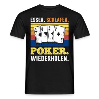 Poker Players EAT SLEEP POKER REPLAY - Men's T-Shirt - black - Front - AI Model Male 178 light (178cm)