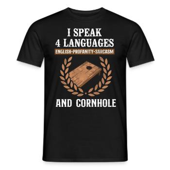 Joueur de sac de haricots de l’équipe Cornhole - T-shirt homme - noir - Devant - AI Model Male 178 light (178cm)
