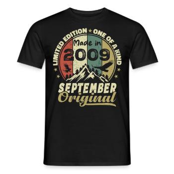 2009 - Legends are born in September 2009 - Men's T-Shirt - black - Front - AI Model Male 178 light (178cm)