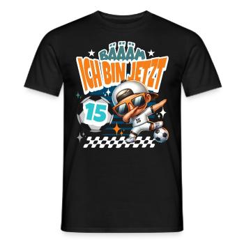 Fußball 15. Geburtstag Bääm Ich Bin Jetzt 15 - Männer T-Shirt - Schwarz - Vorne - AI Model Male 178 light (178cm)