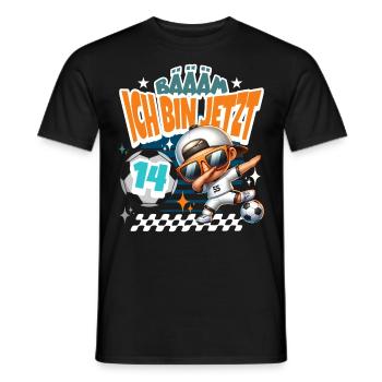 Fußball 14. Geburtstag Bääm Ich Bin Jetzt 14 - Männer T-Shirt - Schwarz - Vorne - AI Model Male 178 light (178cm)