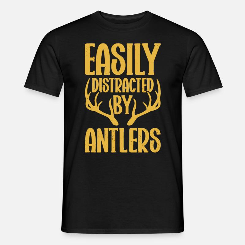 Geweihjagd Geweih Jäger Jagt Jagdtrophäe - Männer T-Shirt - Schwarz