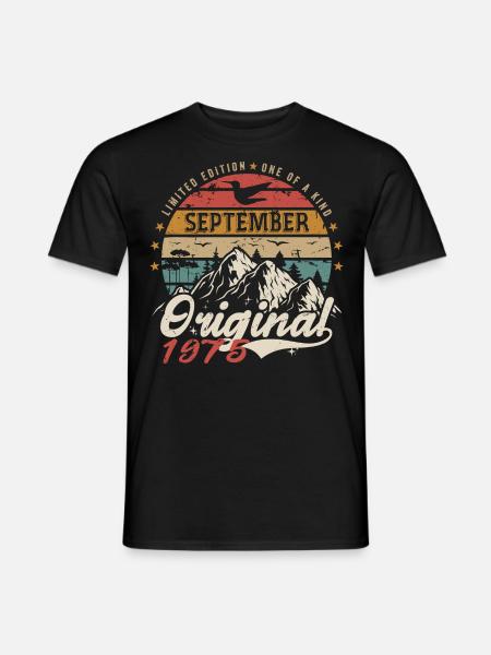 Retro 1975 September Vintage September 1975 Geschenk - Männer T-Shirt - Schwarz