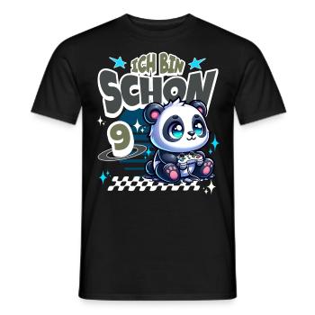 9. Geburtstag Kindergeburtstag Gaming Panda - Männer T-Shirt - Schwarz - Vorne - AI Model Male 178 light (178cm)