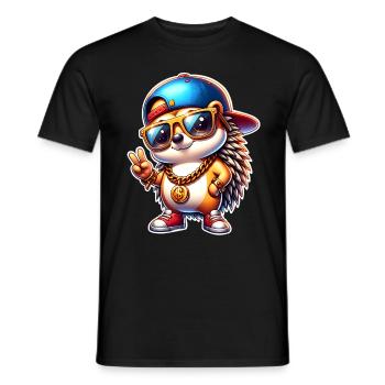Igel Cool Goldkette - Männer T-Shirt - Schwarz - Vorne - AI Model Male 178 light (178cm)