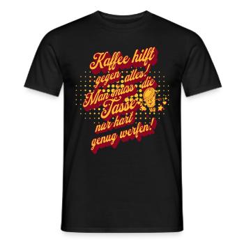 Kaffee hilft gegen alles , Kaffeetrinker - Männer T-Shirt - Schwarz - Vorne - AI Model Male 178 light (178cm)