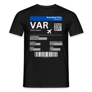 Carte d’embarquement Vacances Varna Bulgarie - T-shirt homme - noir - Devant - AI Model Male 178 light (178cm)