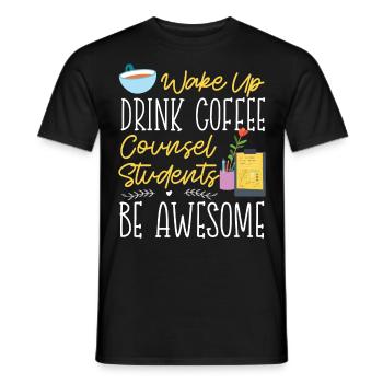 School Counselor Coffee Wake Up - Men's T-Shirt - black - Front - AI Model Male 178 light (178cm)