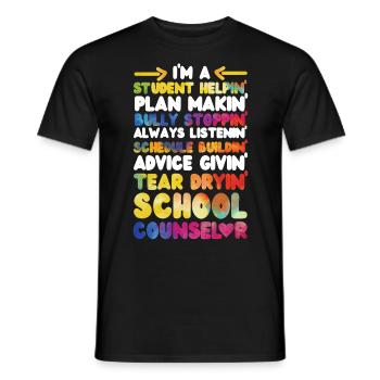 Conseillère scolaire Aquarelle Je suis A - T-shirt homme - noir - Devant - AI Model Male 178 light (178cm)
