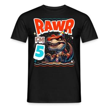 5. Geburtstag Rawr T Rex Dinosaurier - Männer T-Shirt - Schwarz - Vorne - AI Model Male 178 light (178cm)