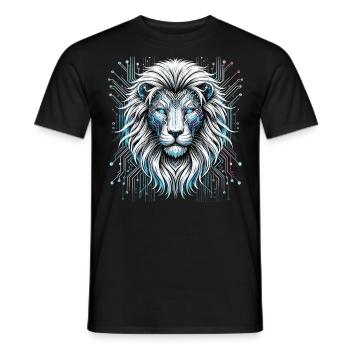 Techno Savannah: The Digital Lion - Men's T-Shirt - black - Front - AI Model Male 178 light (178cm)