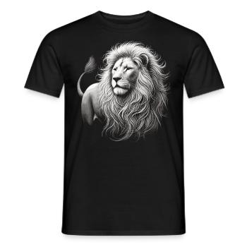 Majestueux lion blanc – Œuvre d’art sur noir - T-shirt homme - noir - Devant - AI Model Male 178 light (178cm)