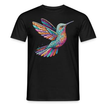 Colibri en mosaïque : Chemise colorée pour les amateurs d’oiseaux - T-shirt homme - noir - Devant - AI Model Male 178 light (178cm)