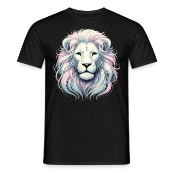 Lion blanc dans le style de l’art pastel - T-shirt homme - noir - Devant - AI Model Male 178 light (178cm)