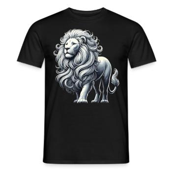 Lion blanc en noir – Symbolisme animalier artistique - T-shirt homme - noir - Devant - AI Model Male 178 light (178cm)