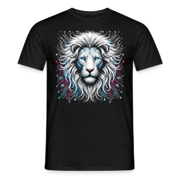 Neon Bite: The Cyber King - Cyberpunk Lion - Men's T-Shirt - black - Front - AI Model Male 178 light (178cm)