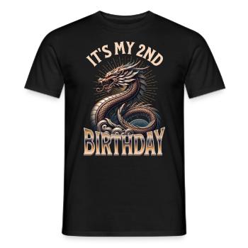 Dragon 2nd Birthday Dragon - Men's T-Shirt - black - Front - AI Model Male 178 light (178cm)