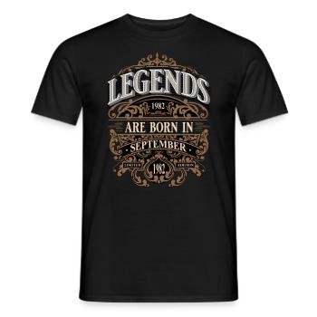1982 Septembre Naissance Année de naissance - T-shirt homme - noir - Devant - AI Model Male 178 light (178cm)