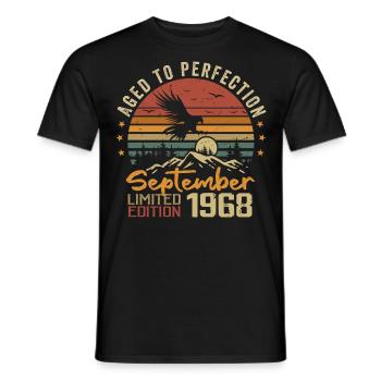 September 1968 Birthday Born in September 1968 - Men's T-Shirt - black - Front - AI Model Male 178 light (178cm)
