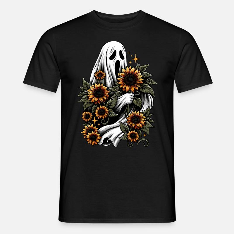 Geist mit Sonnenblumen - Männer T-Shirt - Schwarz