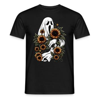 Creepy Ghost With Sunflowers - Männer T-Shirt - Schwarz - Vorne - AI Model Male 178 light (178cm)