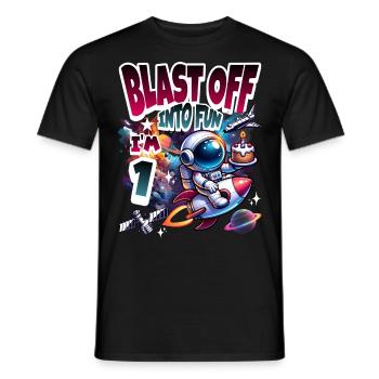 Astronaute 1er anniversaire Espace - T-shirt homme - noir - Devant - AI Model Male 178 light (178cm)