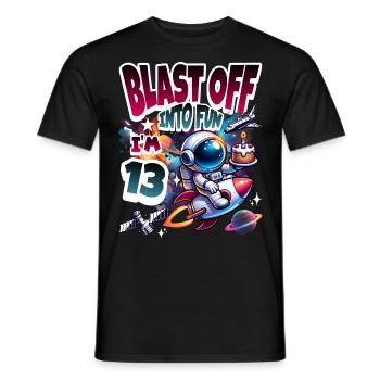 Astronaut 13th Birthday Space - Men's T-Shirt - black - Front - AI Model Male 178 light (178cm)