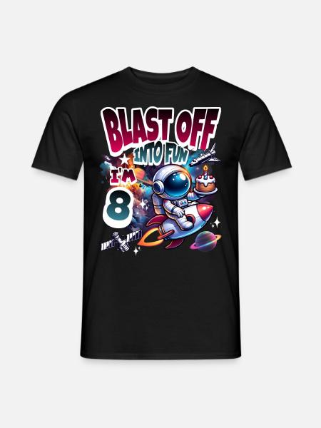 Astronaut 8th Birthday Space - Men's T-Shirt - black