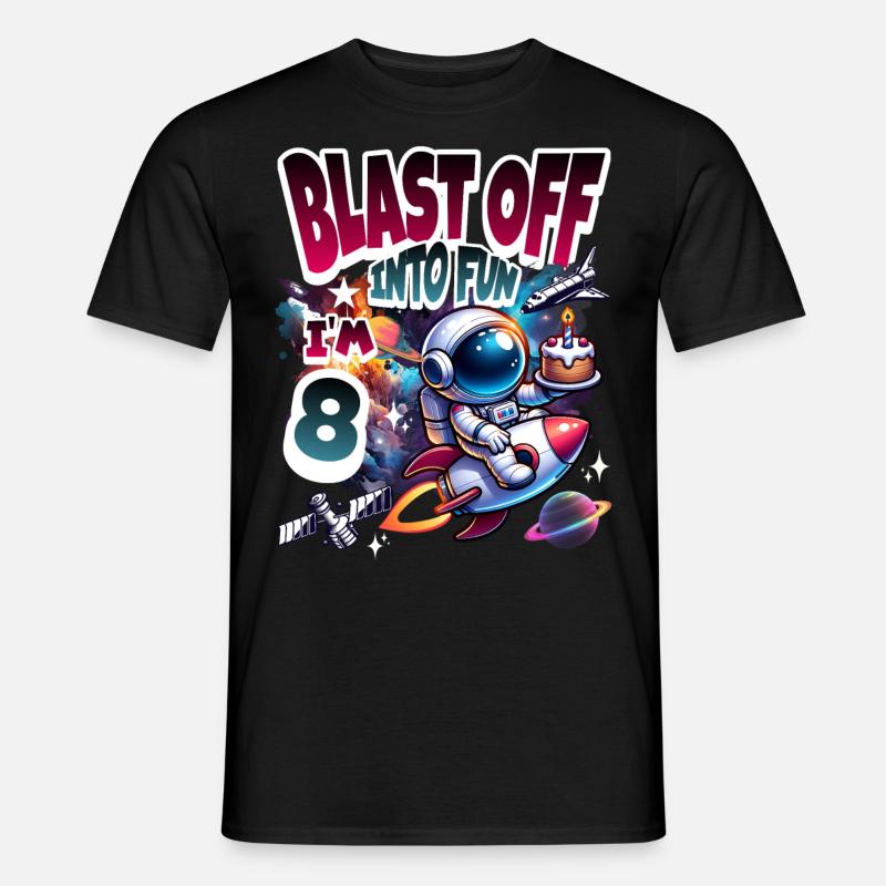 Astronaut 8th Birthday Space - Men's T-Shirt - black