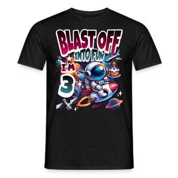 Astronaute 3ème Anniversaire Espace - T-shirt homme - noir - Devant - AI Model Male 178 light (178cm)