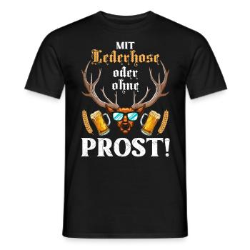 With or without lederhosen, cheers! Beer drinkers - Men's T-Shirt - black - Front - AI Model Male 178 light (178cm)