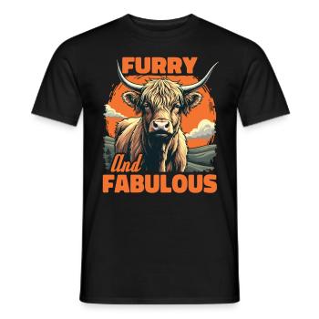 Scottish Highland Cattle Highland Cow Highland Cow - Men's T-Shirt - black - Front - AI Model Male 178 light (178cm)