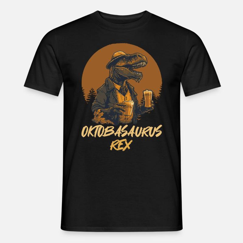 Oktbasaurusrex Bier Dinosaurier Biertrinker - Männer T-Shirt - Schwarz