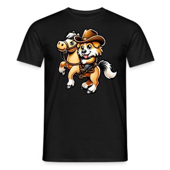 Chien à cheval - T-shirt homme - noir - Devant - AI Model Male 178 light (178cm)